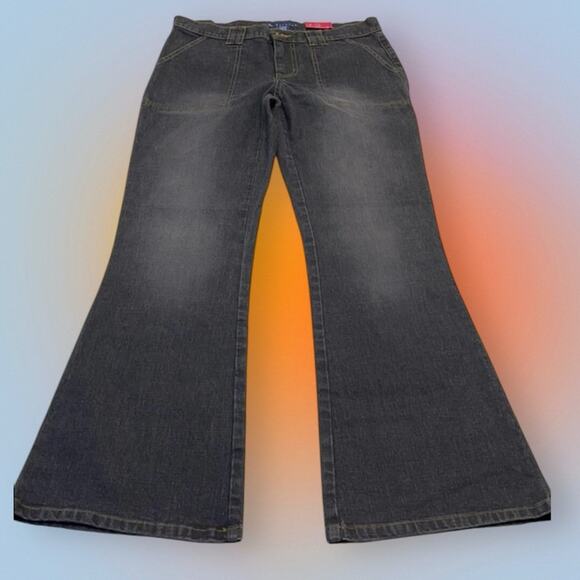 SO Womens 5 Black Stretch Crosshatch Flare Jeans - Picture 1 of 4